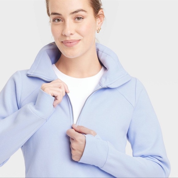 Women's Light Blue Zip-Up Top - Picture 1 of 11